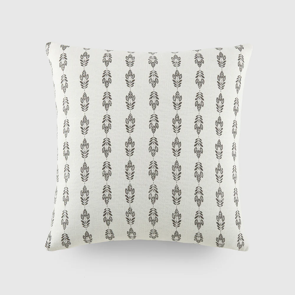 Folk Leaves Patterned Throw Pillow