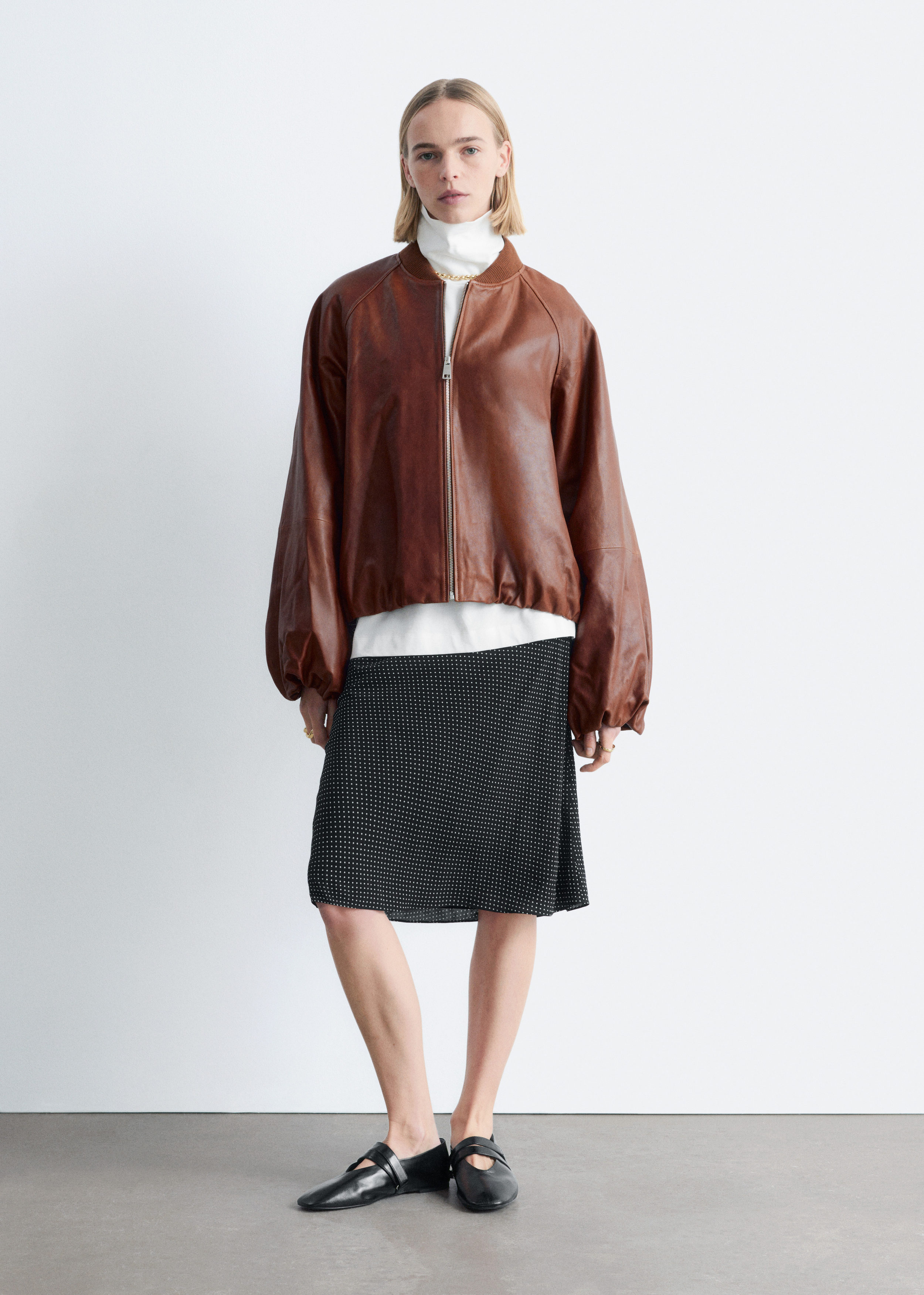 & Other Stories LEATHER BOMBER JACKET