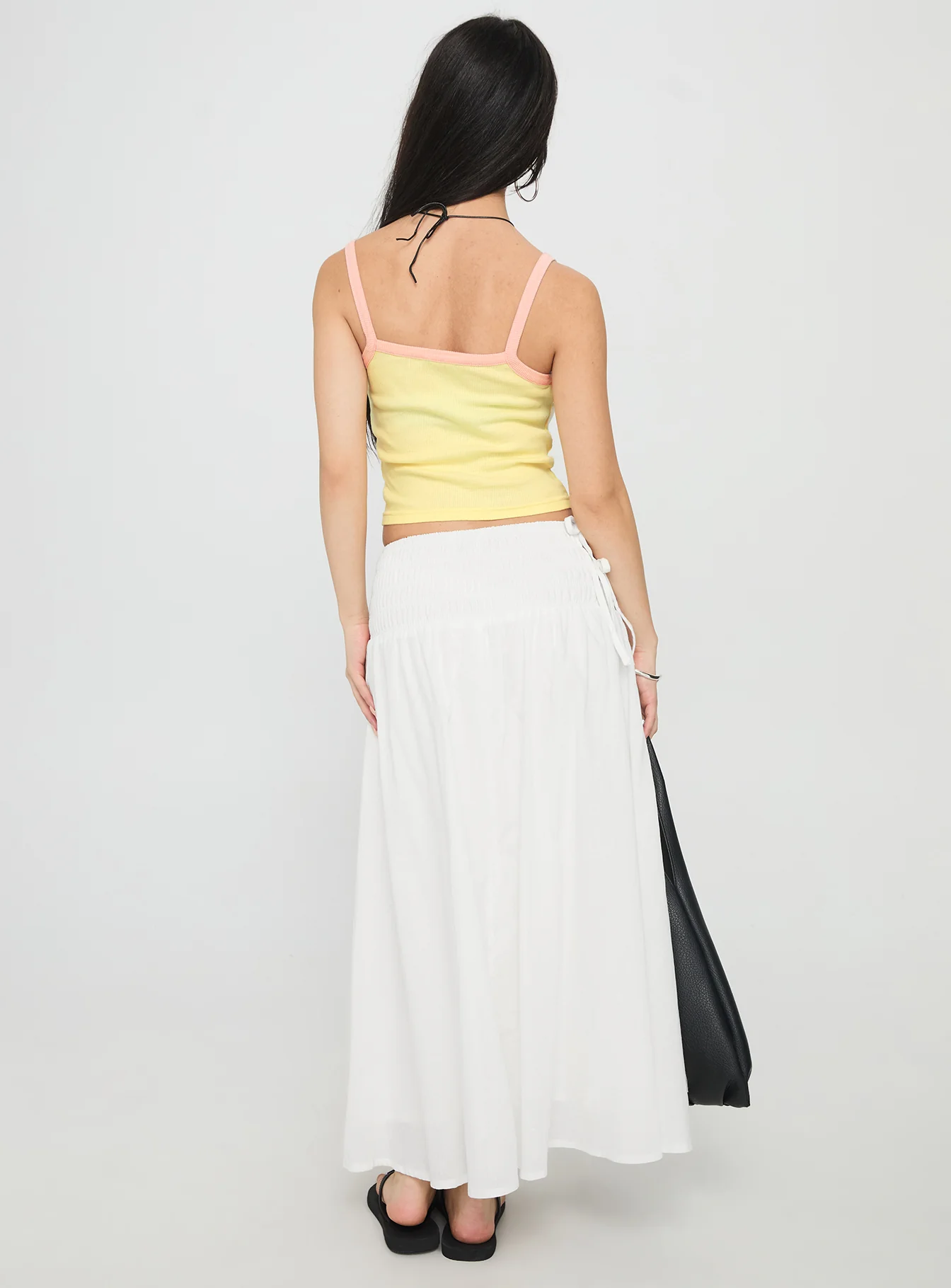 Vence Ruched Maxi Skirt White