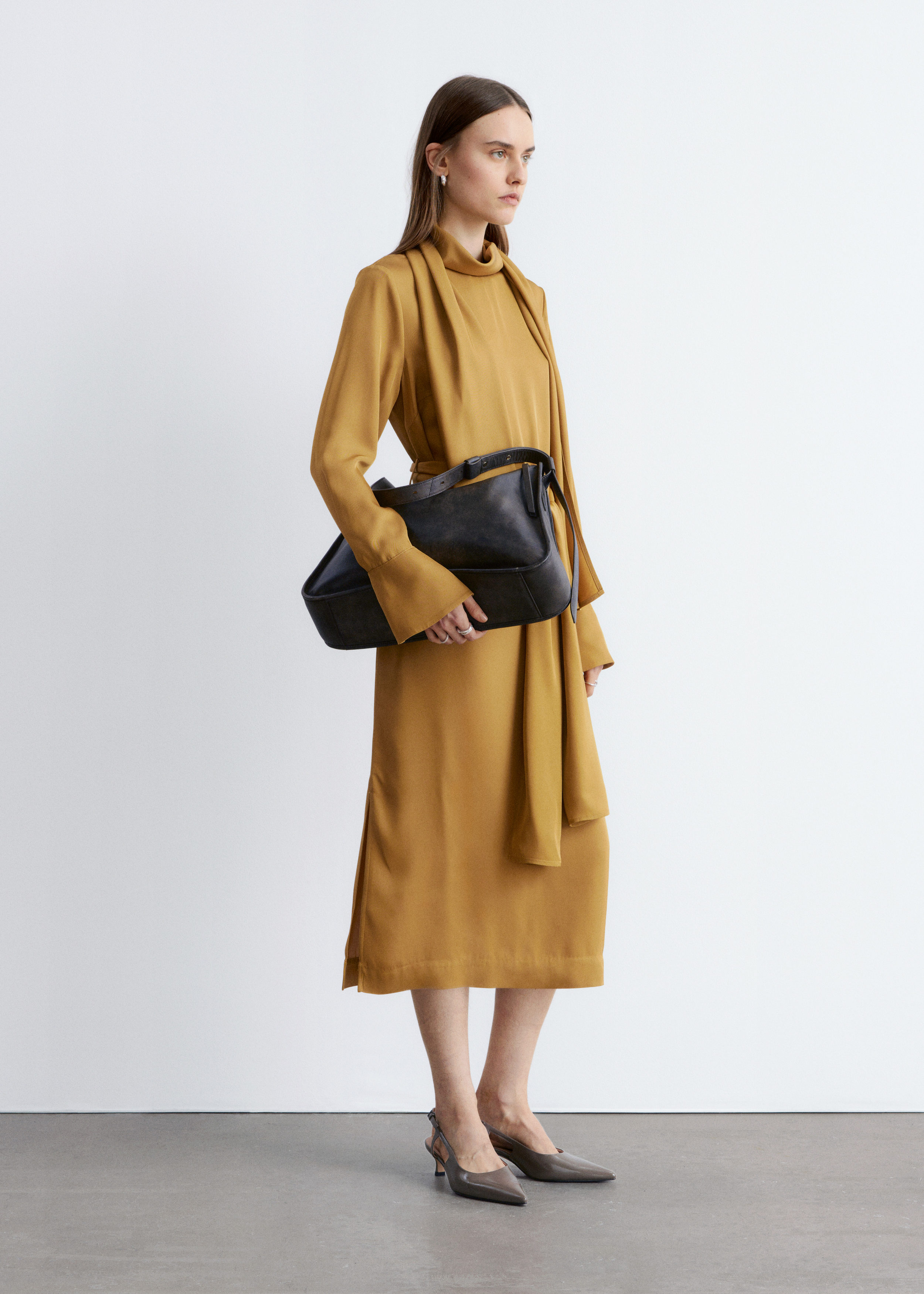 & Other Stories SCARF-NECK MIDI DRESS