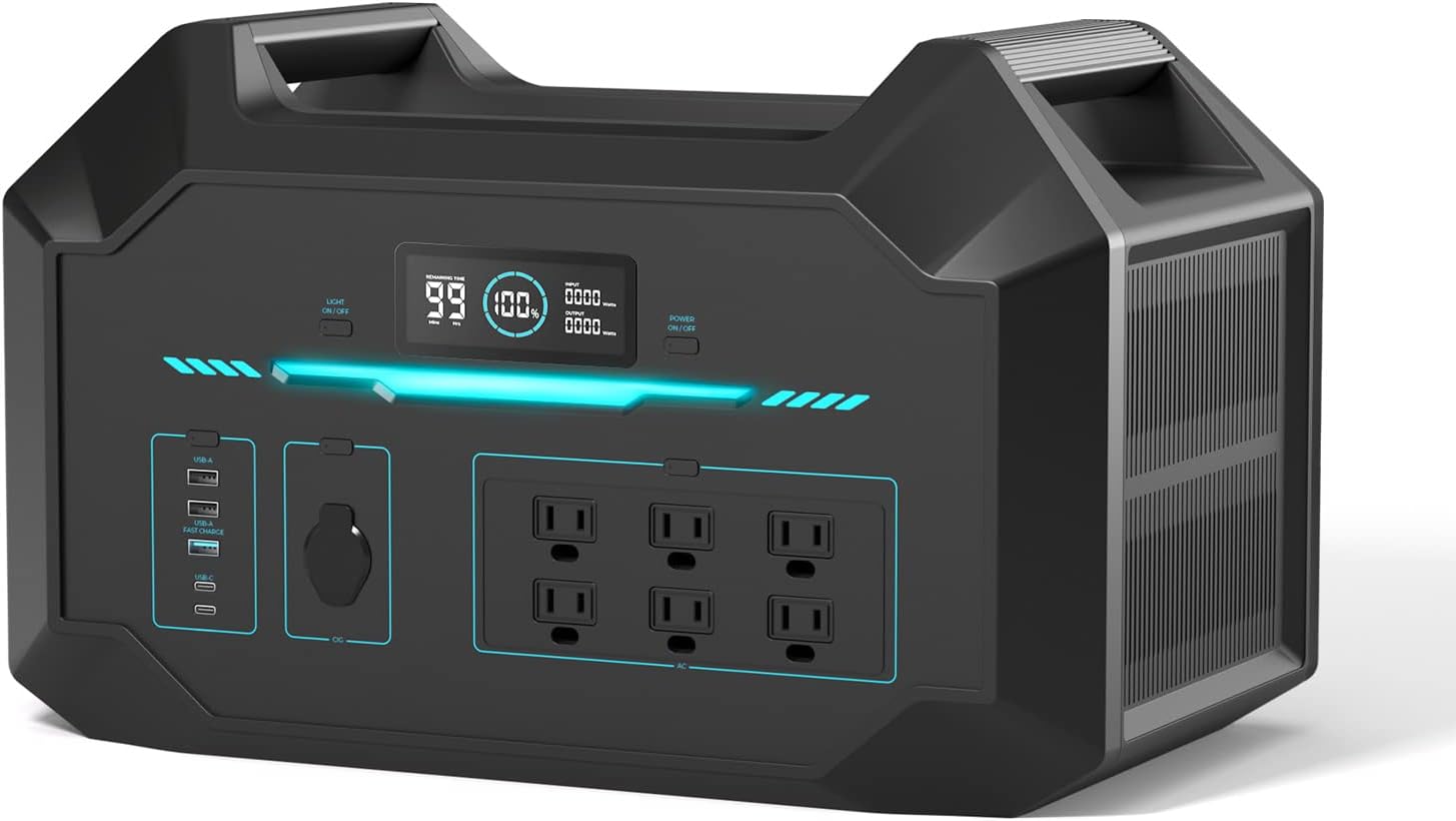 RENOGY Power station portatile, generatore solare da 495 Wh, fino a 2100 W di potenza, con 12 uscite - 6 uscite CA, 2 uscita USB-C per campeggio e roulotte con generatori solari