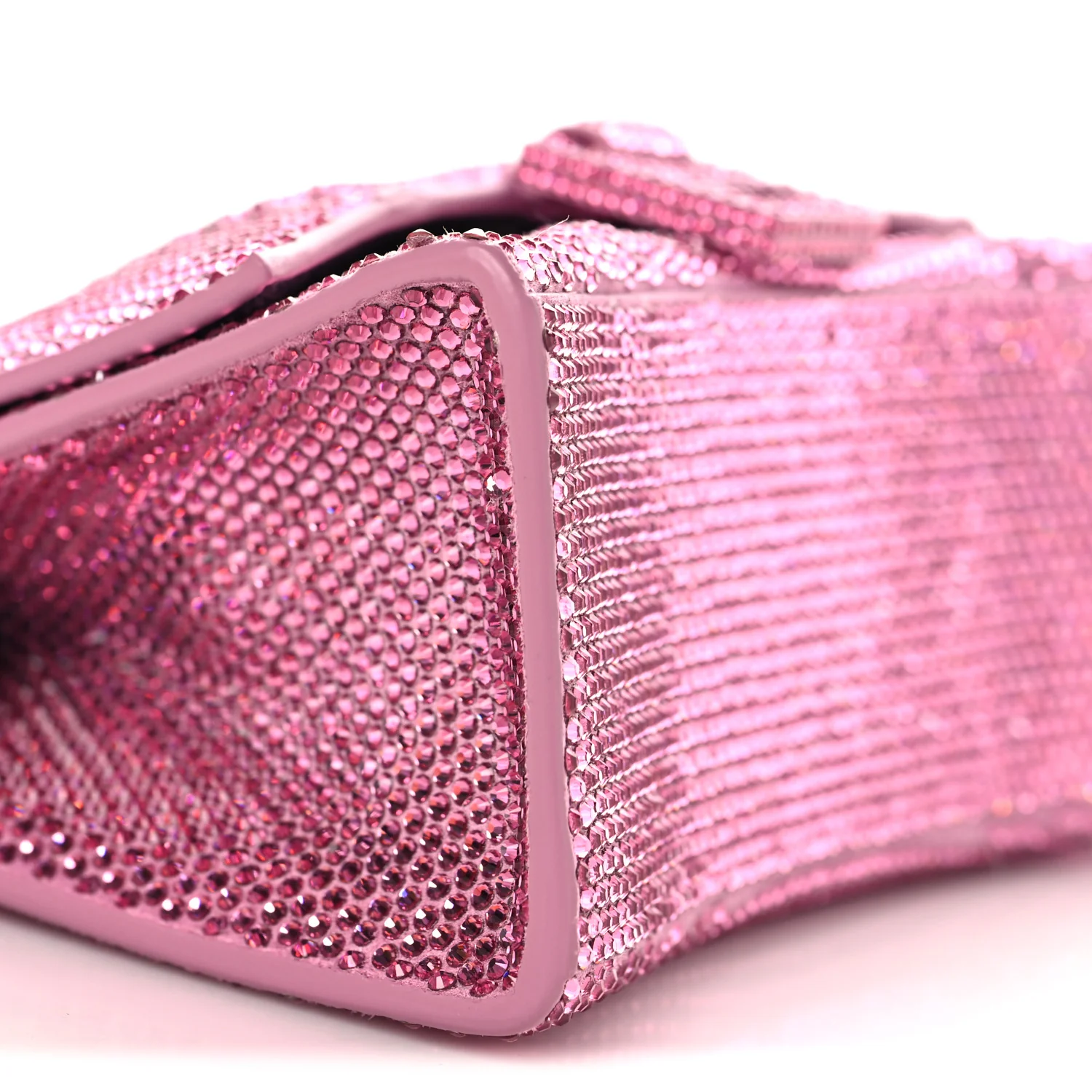 Strass Suede Hourglass Top Handle Bag XS Pink - Top Club