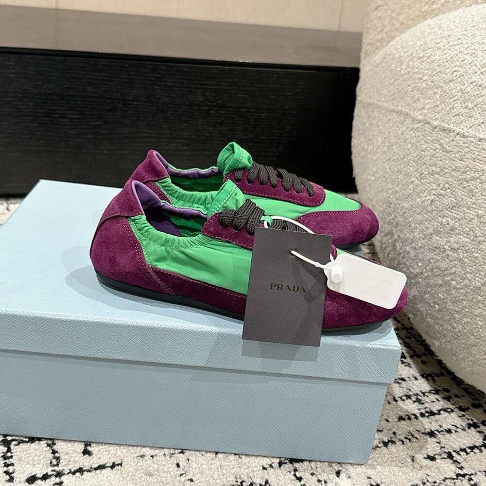 PRADA Collapse Re-Nylon and suede elasticized sneakers - Top Club