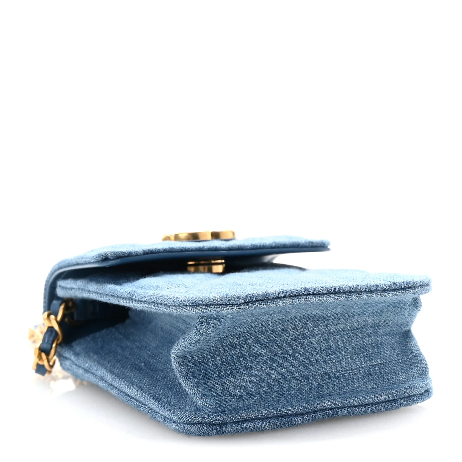Denim Quilted Flap Mini Crossbody Blue - Top Club