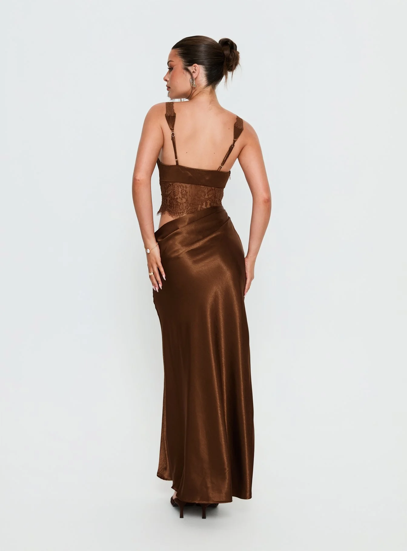 Fayfe Lace Maxi Dress Chocolate