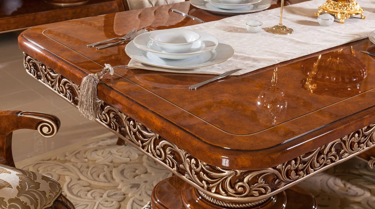 Luxury Baroque dining table brown / bronze - Magnificent solid wood dining room table in Baroque style - Baroque dining room furniture - Luxury dining room furniture in Baroque style - Noble & magnificent
