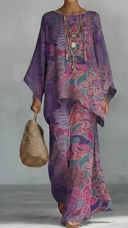 Artistic Abstract Graffiti Cotton-Linen Two-Piece Set - Nordfashionstorm - Women's Clothing, Fashion for You - Nordfashionstorm.com