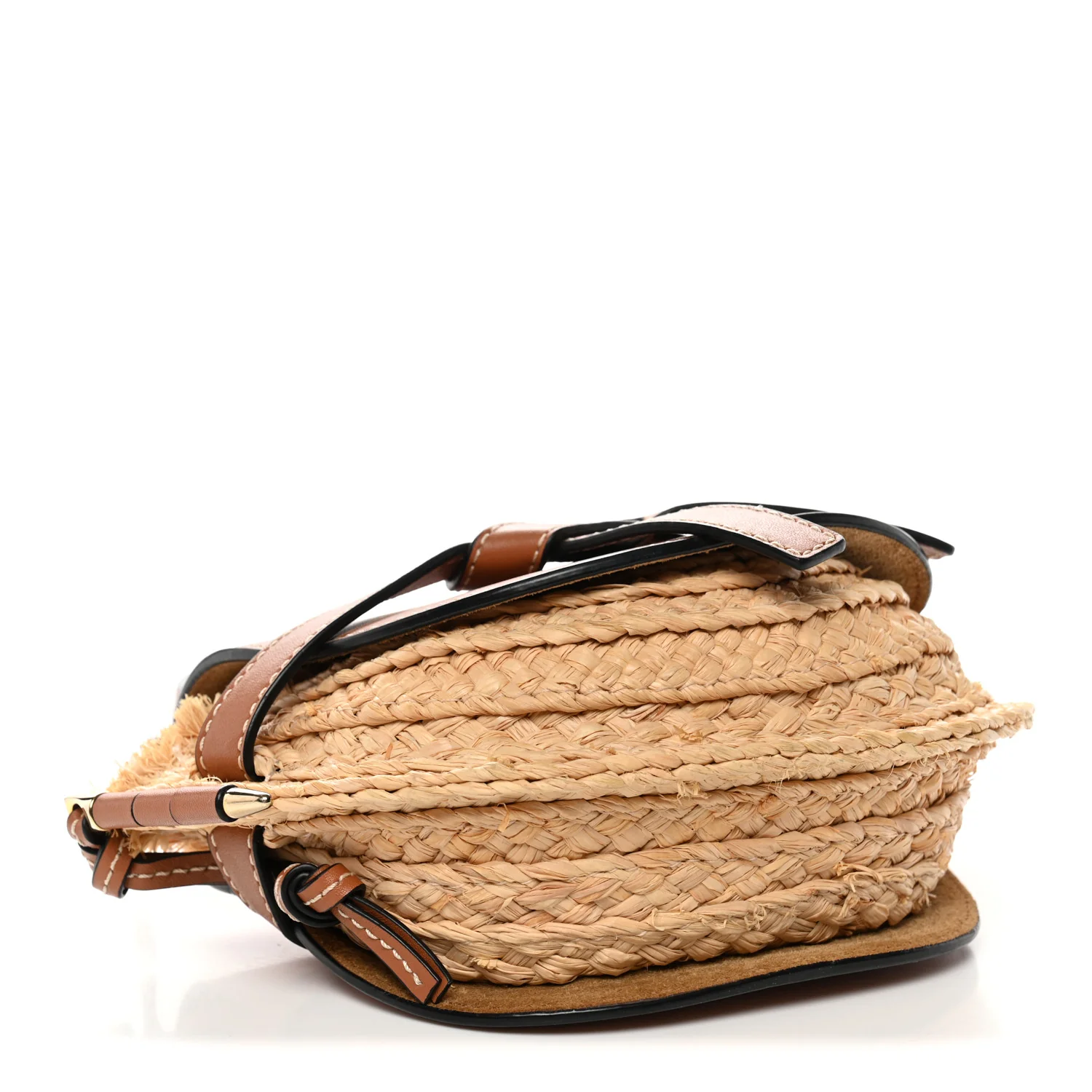 Calfskin Raffia Mini Gate Crossbody Bag Natural Tan - Top Club