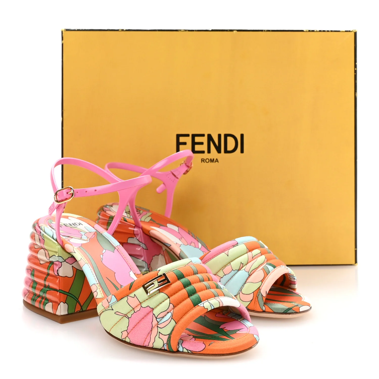 Fabric Calfskin Promenade Slingback Sandals 35 Arancio Multicolor Lipstick - Top Club