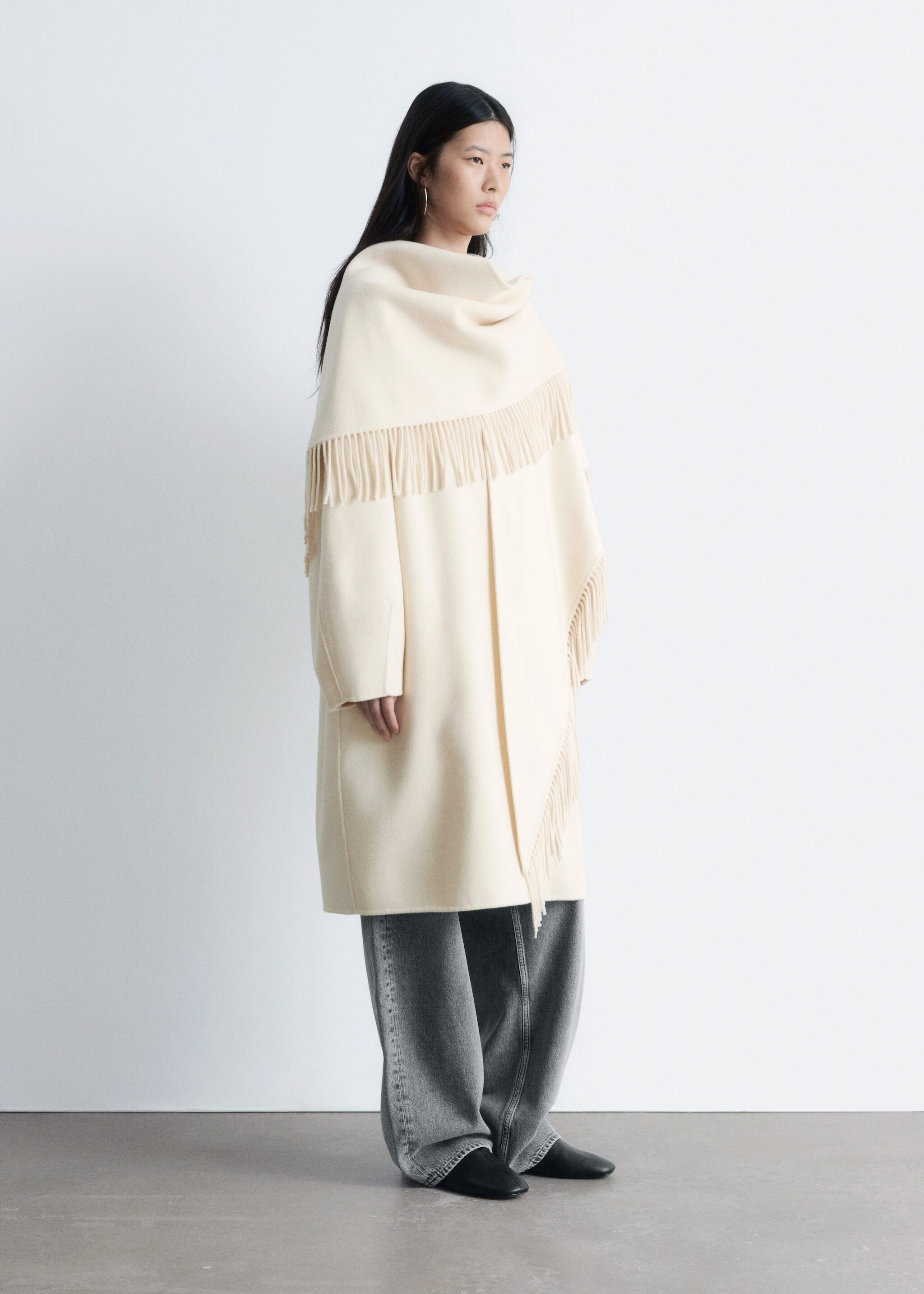 & Other Stories FRINGED SHAWL WOOL COAT