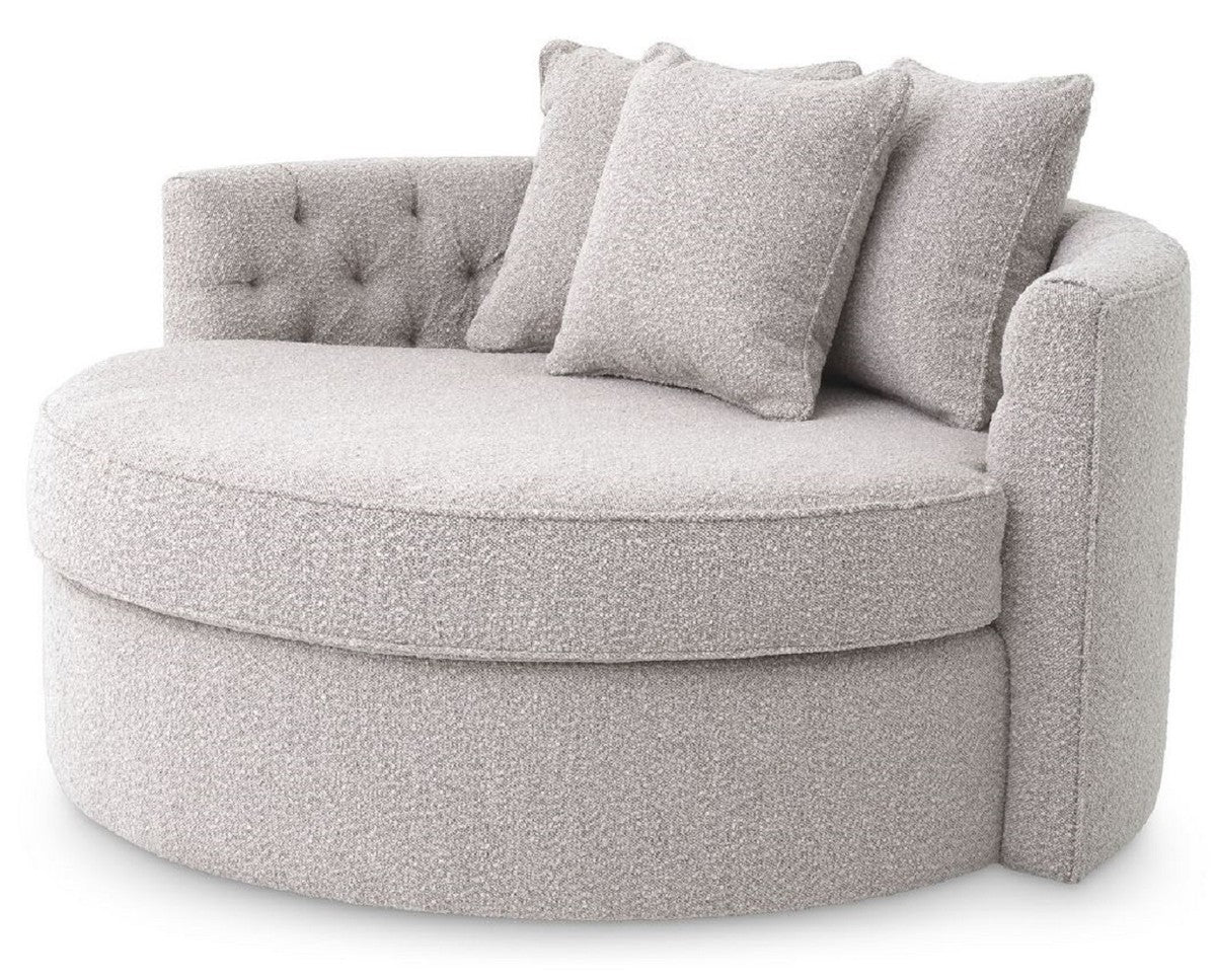 Luxury round sofa gray 157 x 148 x H. 90 cm - Modern round living room sofa with 3 cushions - Living room furniture - Luxury furniture