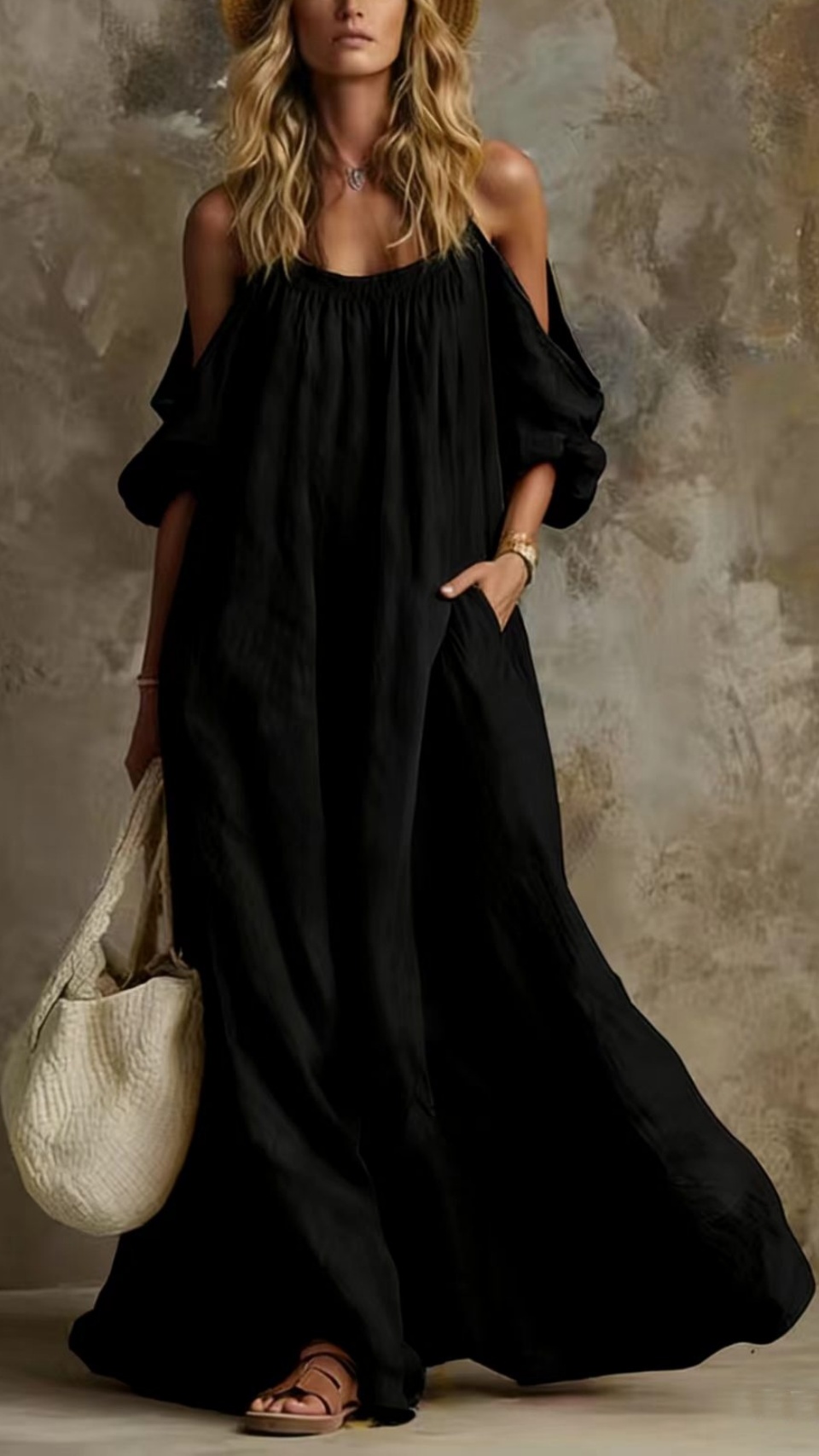 Women's Vacation-Style Off-Shoulder Cotton-Linen Camisole with Pockets - Nordfashionstorm - Women's Clothing, Fashion for You - Nordfashionstorm.com