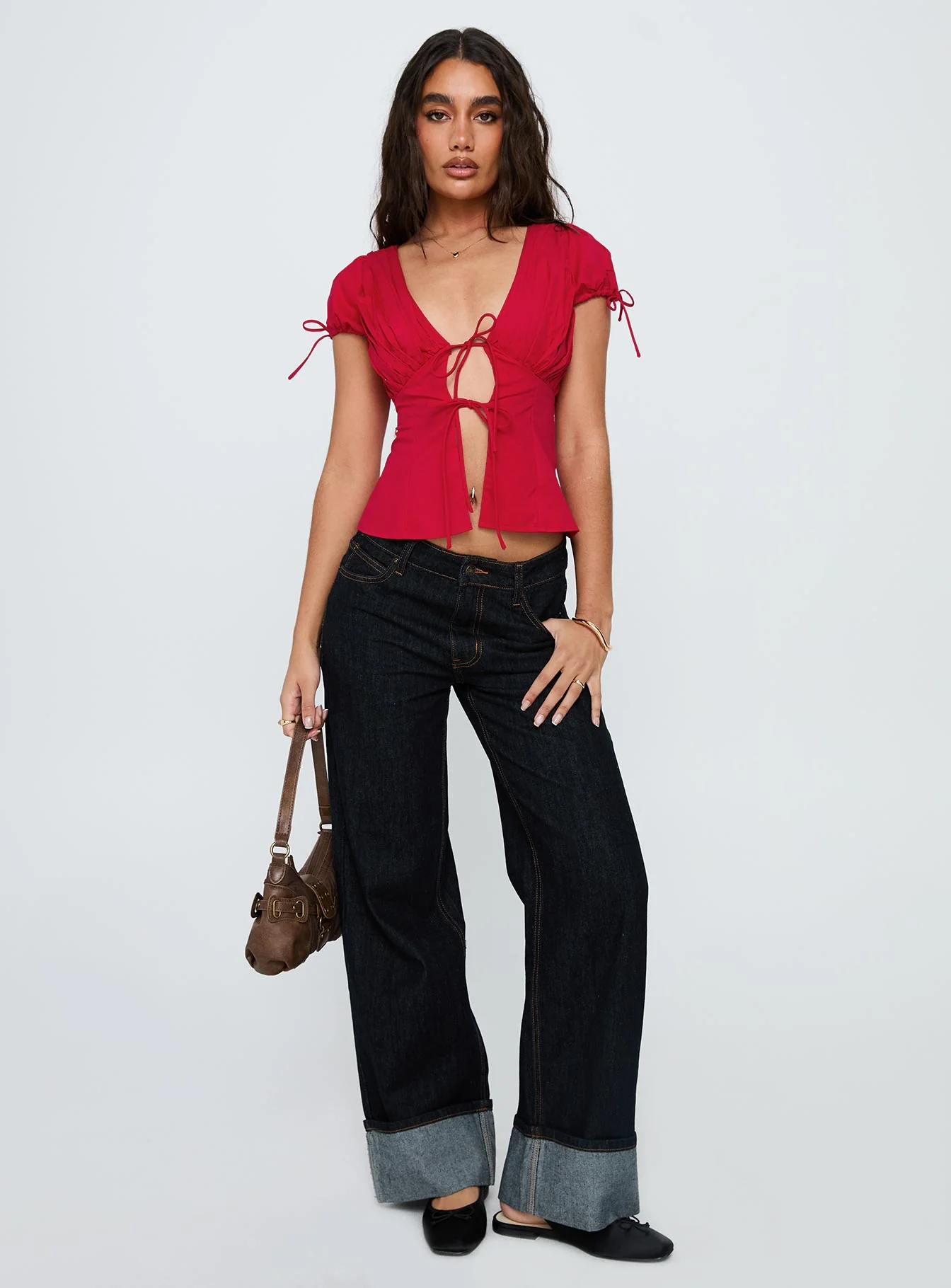 Incomparable Pleated Bust Top Red