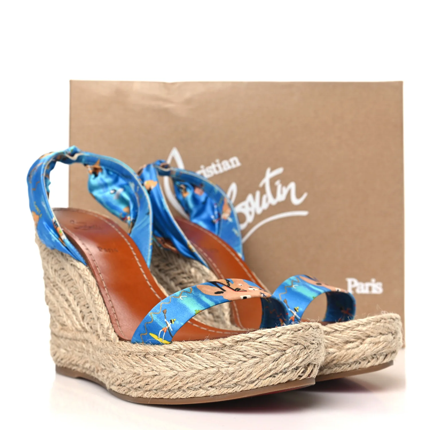 Satin Monica Du Desert 110 Espadrille Wedges 41 Blue Multicolor - Top Club