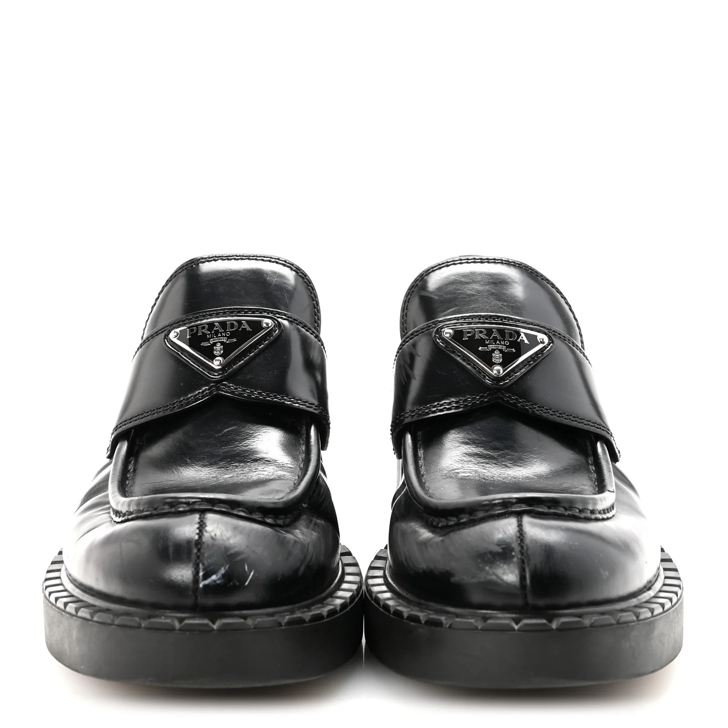 Spazzolato Metal Triangle Logo 50mm Loafers 40 Black - Top Club