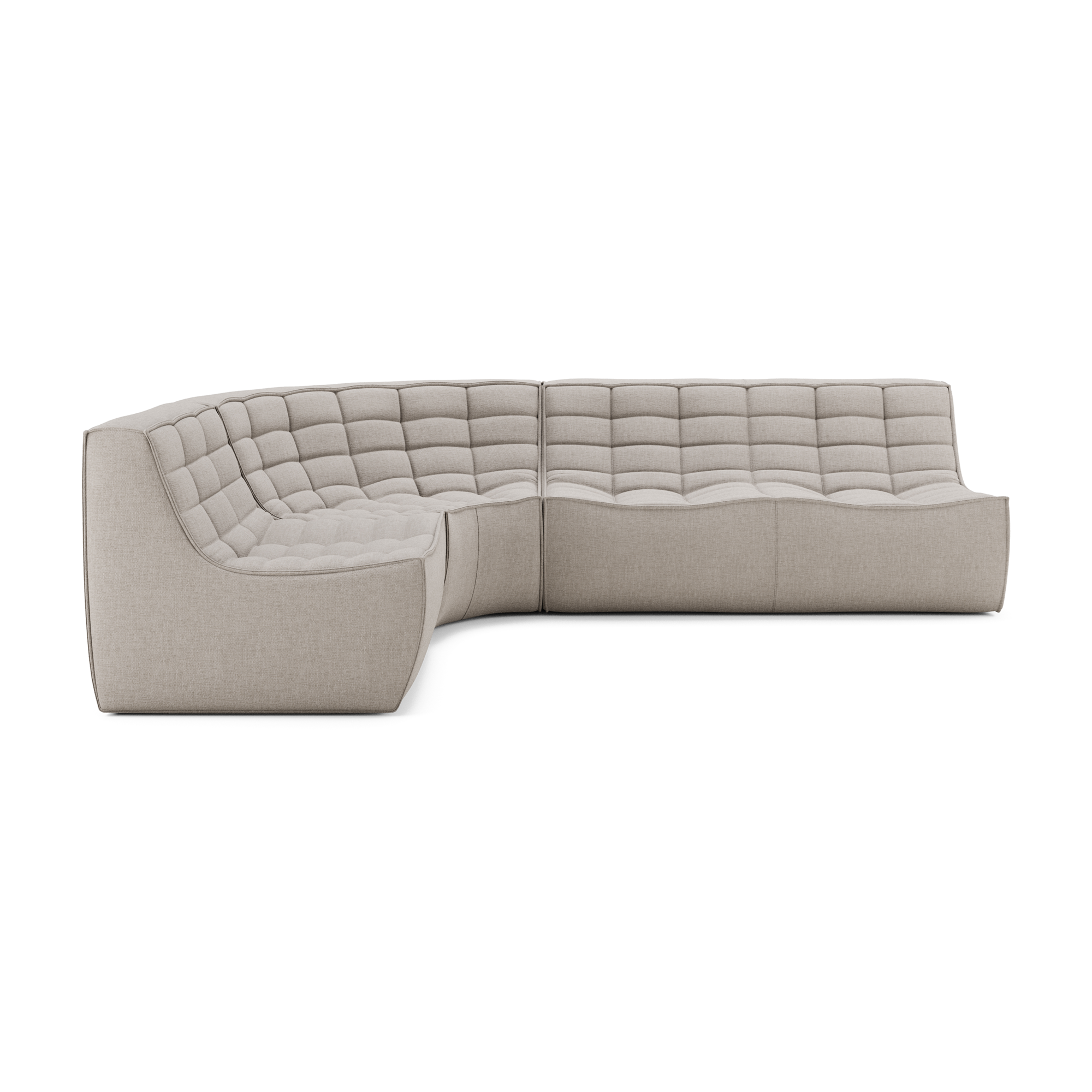 Modulaire bank N701 ecru set 1+2 seat 90° ronde hoek