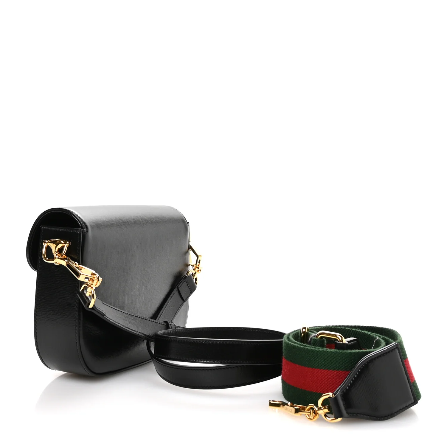 Azalea Calfskin Web Mini Horsebit 1955 Shoulder Bag Black - Top Club
