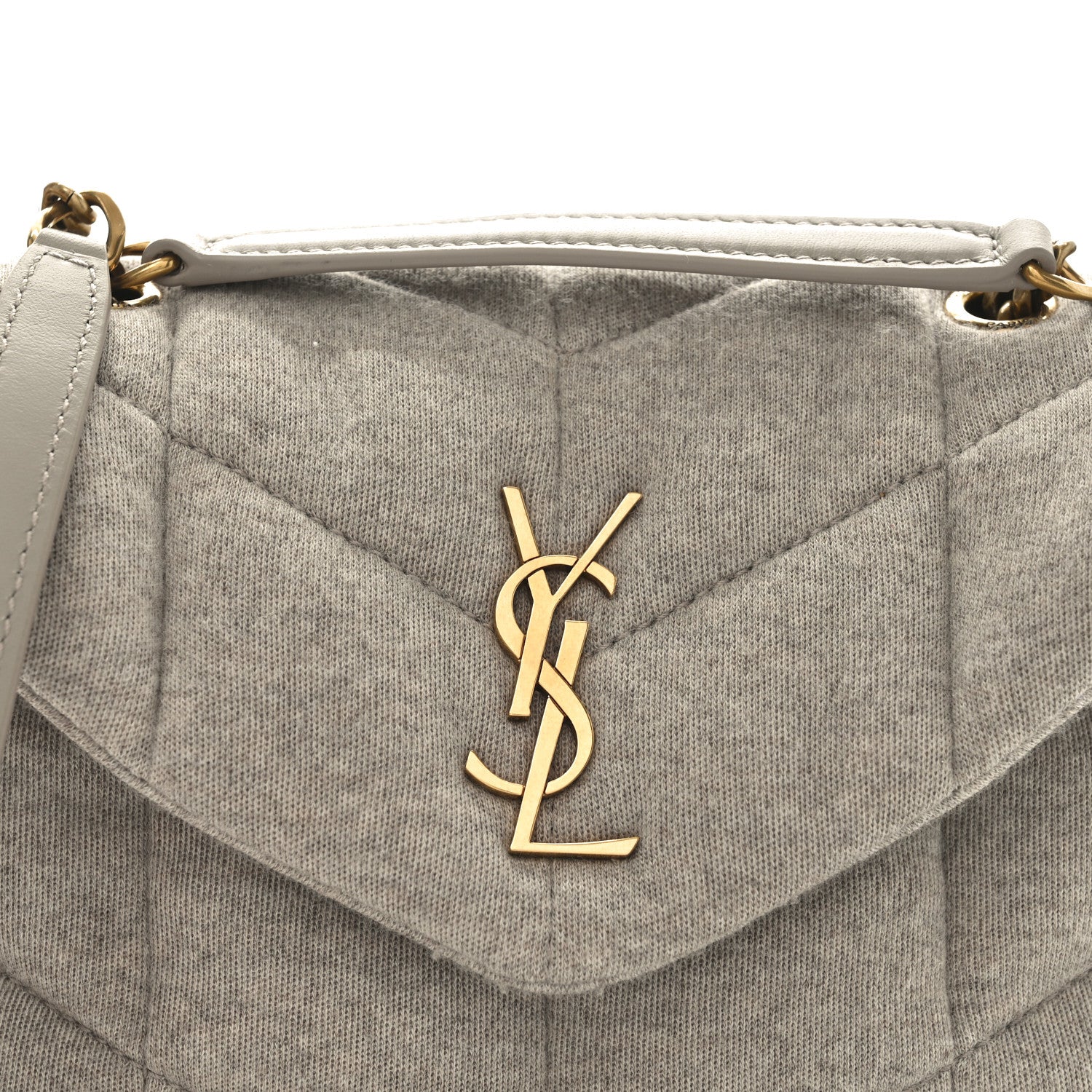 Jersey Quilted Toy Loulou Puffer Monogram Chain Satchel Chalk Beige - Top Club