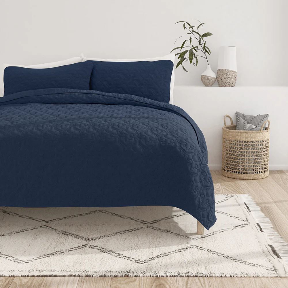 3-Piece Damask Quilted Coverlet Set - Sale