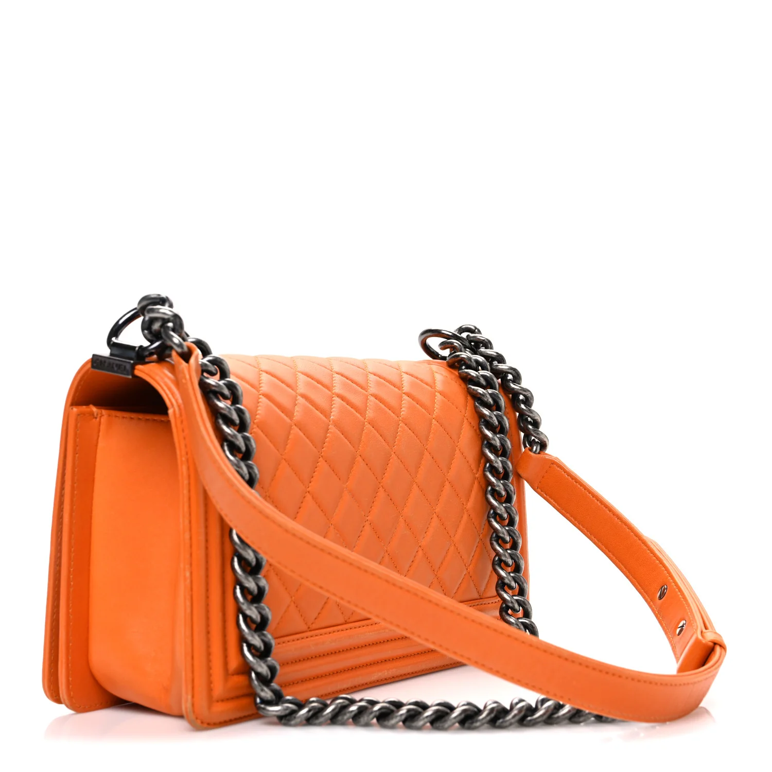 Lambskin Quilted Medium Boy Flap Orange - Top Club