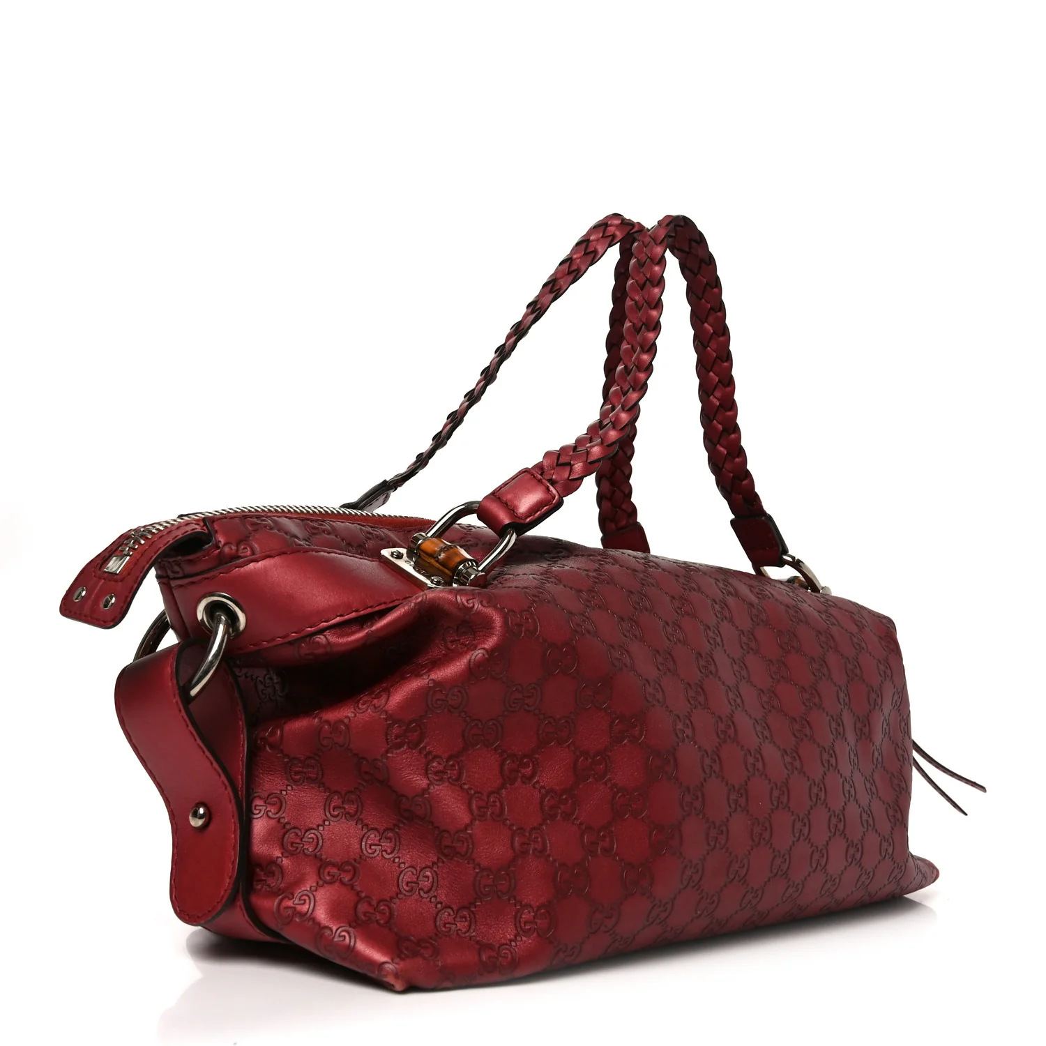 Metallic Guccissima Medium Bamboo Bar Tote Red - Top Club