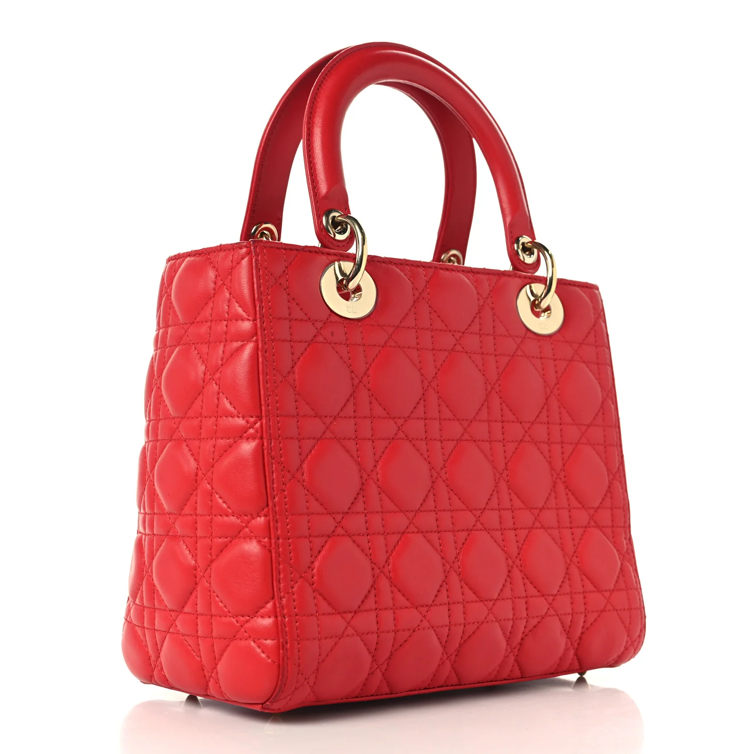 Lambskin Cannage Medium Lady Dior Red - Top Club