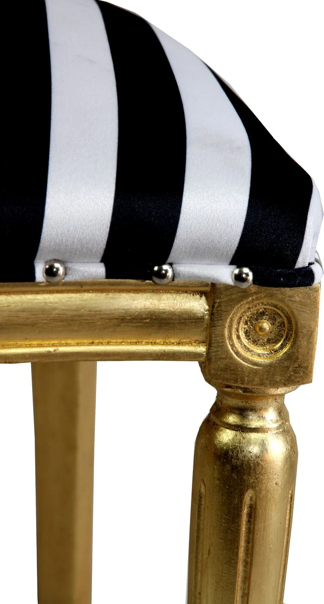 Pompöös by Luxury Baroque Dining Room Chair Black / White Stripes / Gold - Pink Lips - Pompööser Baroque Chair designed by Harald Glööckler