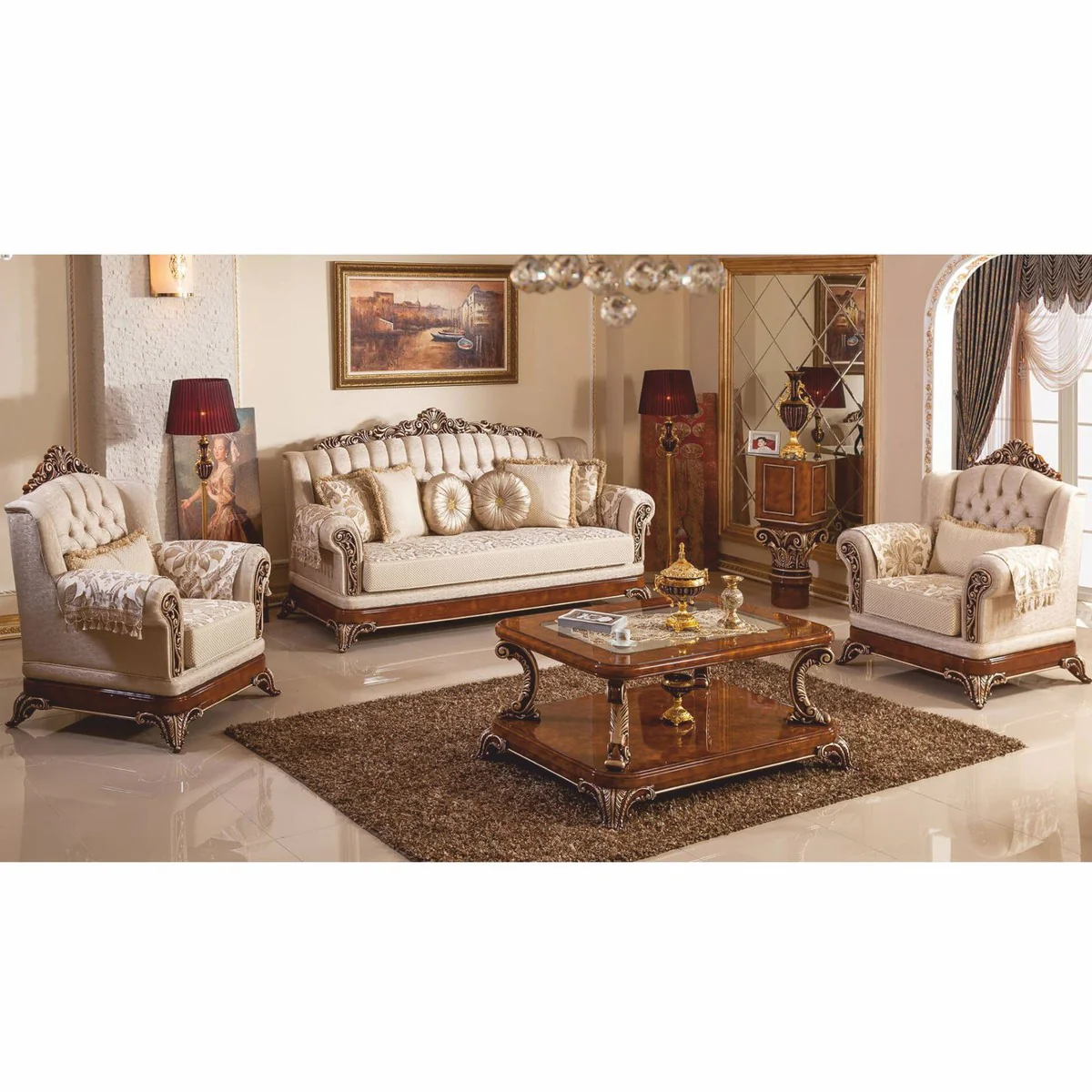Luxury Baroque side table brown / bronze H. 100 cm - Baroque style furniture