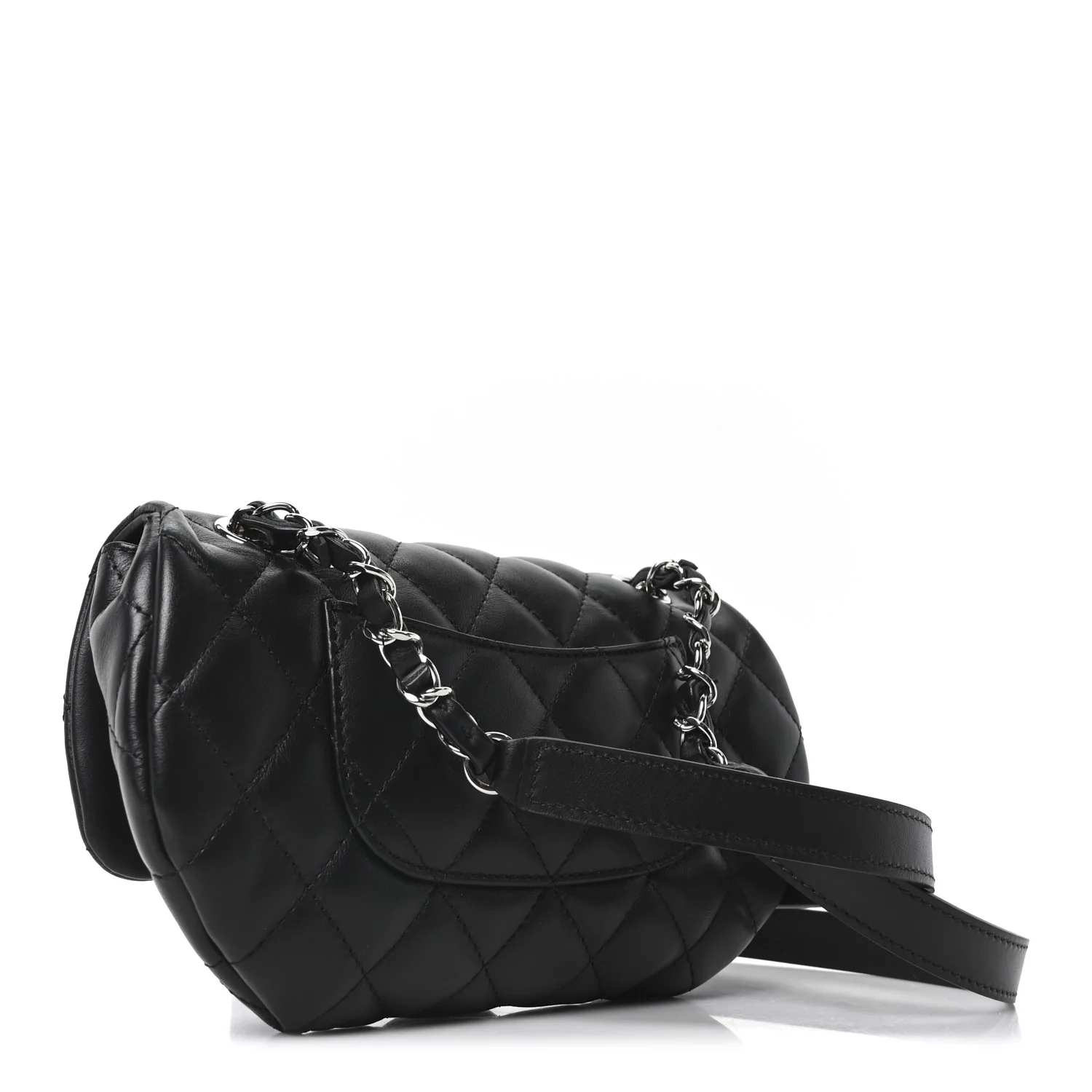 Calfskin Quilted CC Uniform Flap Belt Bag Black - Top Club