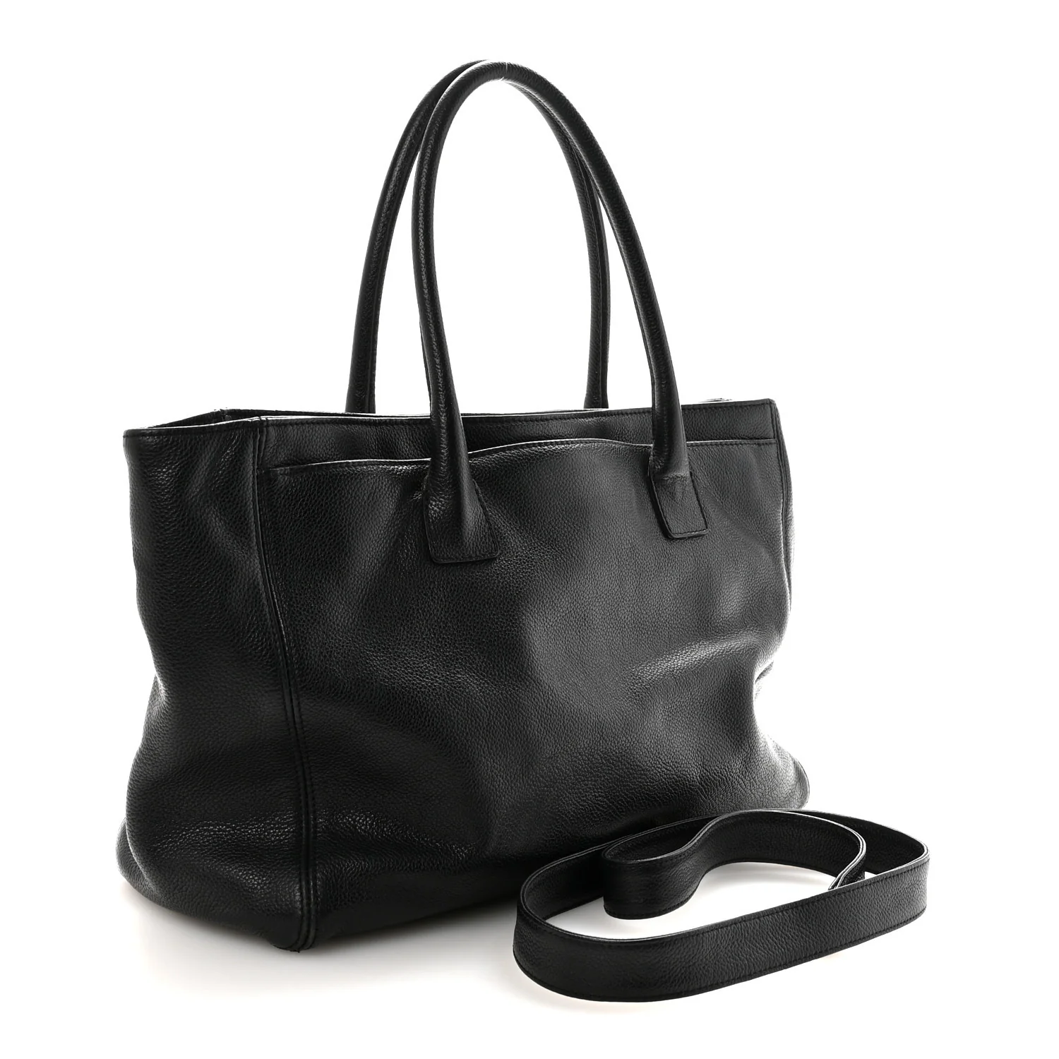 Calfskin Cerf Executive Shopper Tote Black - Top Club