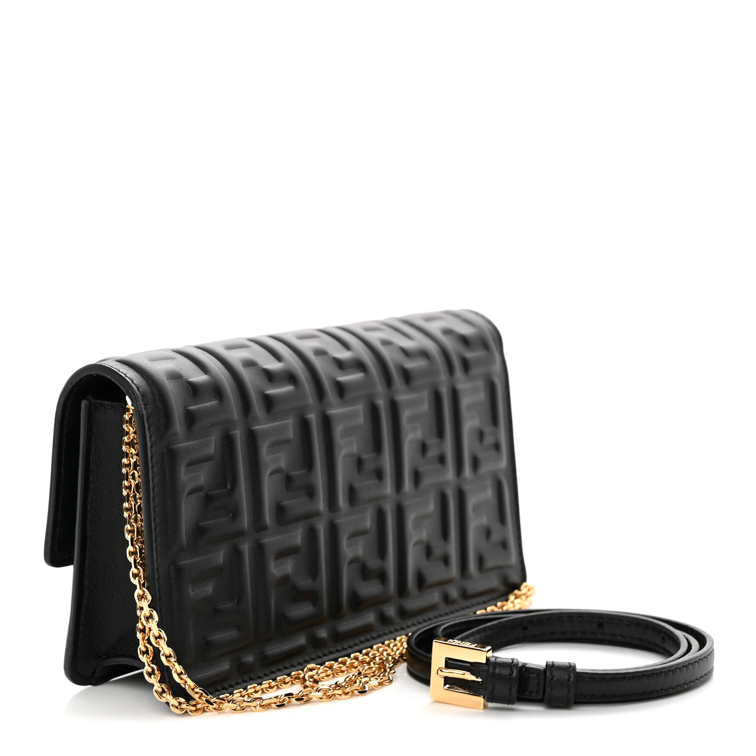 Nappa Matisse FF Embossed Wallet On Chain Black - Top Club