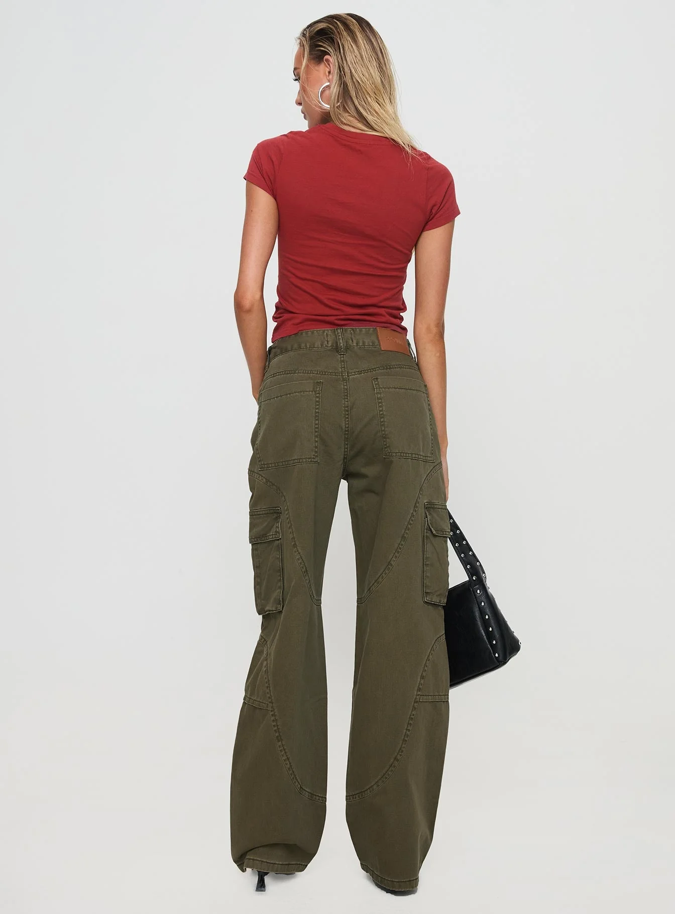 Ahstin Mid Rise Straight Leg Cargo Jeans Green Petite