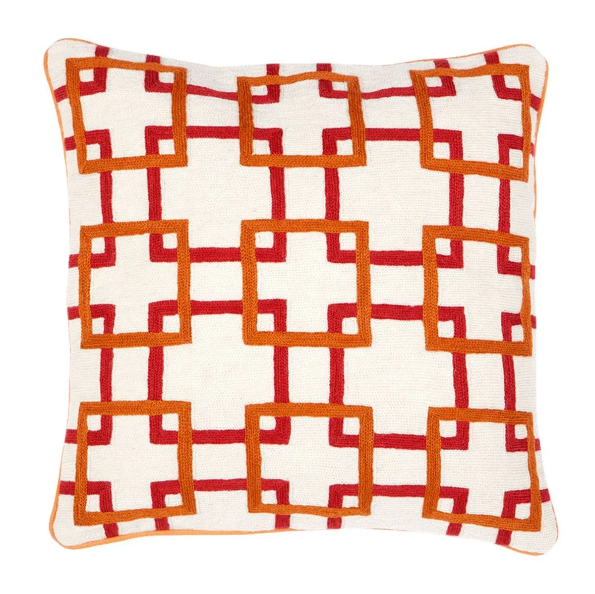 Decorative cushion in white / orange / red 50 x H. 50 cm - luxury living room accessories