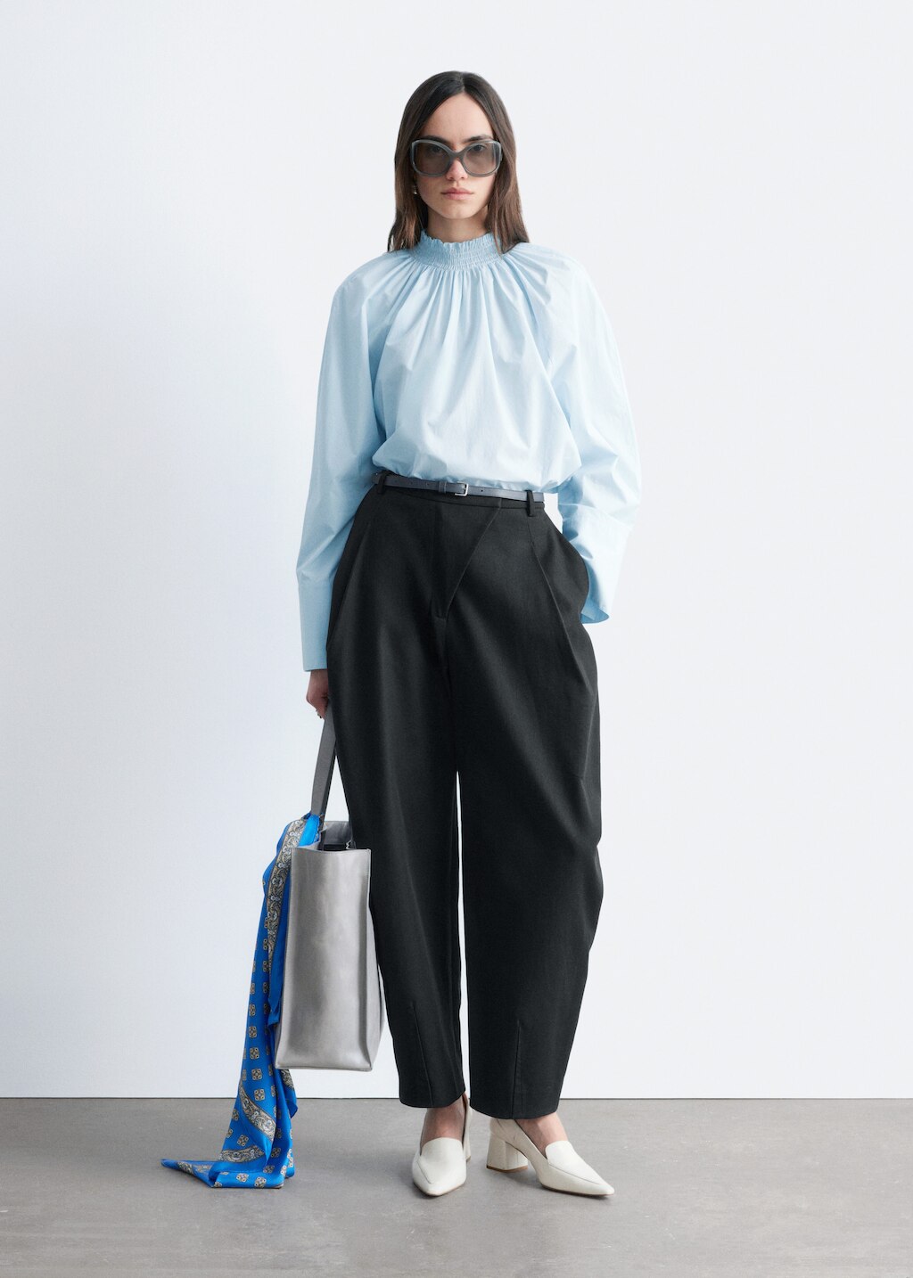 & Other Stories GATHERED STAND-COLLAR BLOUSE