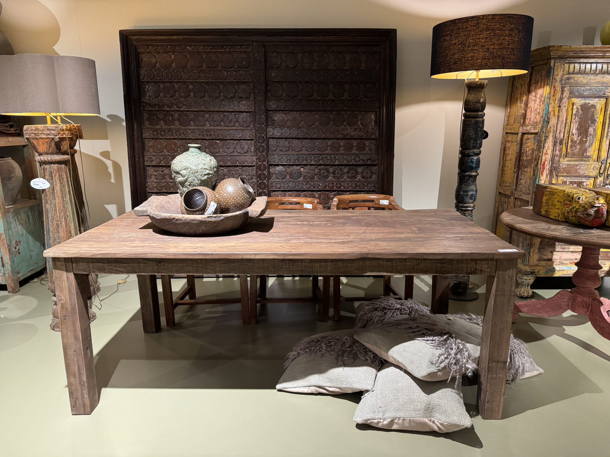 Eettafel teak uniek groot.
