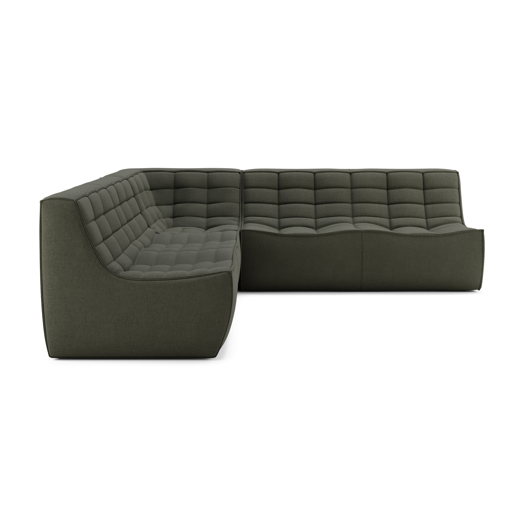 Modulaire bank N701 moss green set 2x2 seat 90° recht hoek