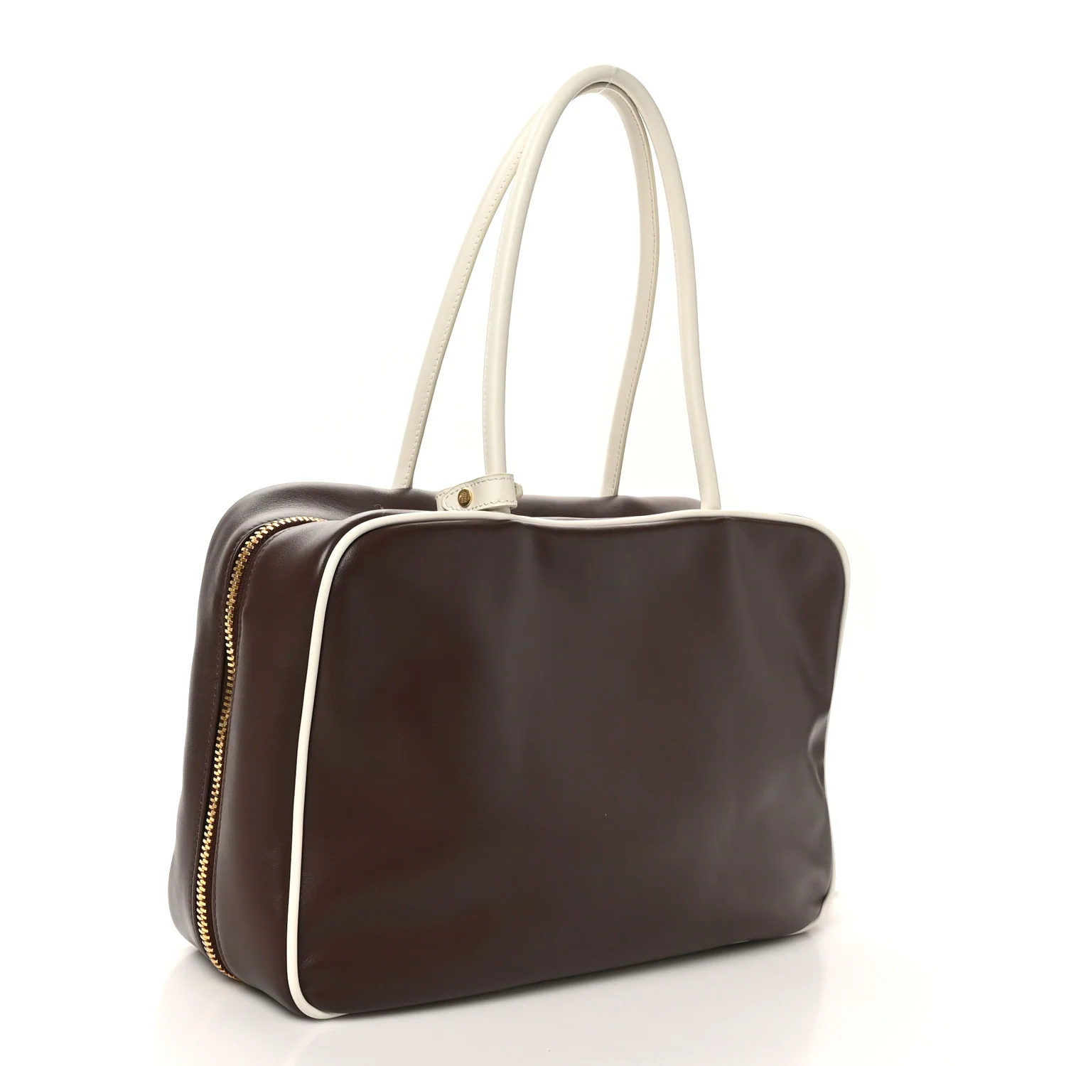 Soft Calf Softy Large Contrast Beau Top Handle Bag Radica White - Top Club