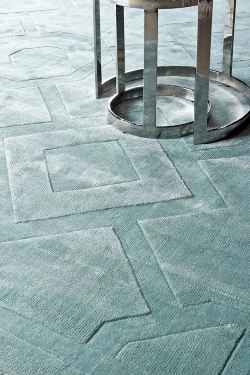 Luxury viscose living room rug aqua blue - various sizes - luxury collection