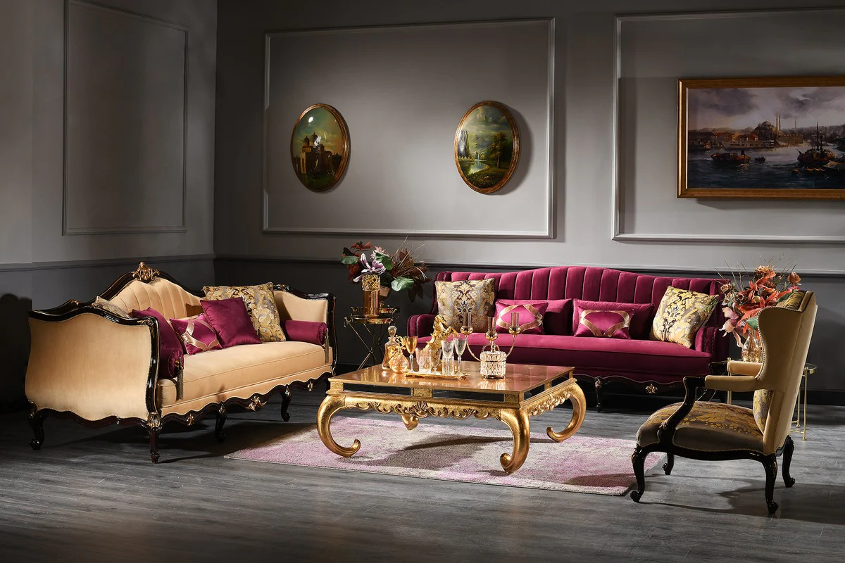 Luxury Baroque Living Room Set - 2 Sofas & 2 Armchairs & 1 Coffee Table - Baroque Furniture - Noble & Magnificent - Luxury Quality - Made in Italy
