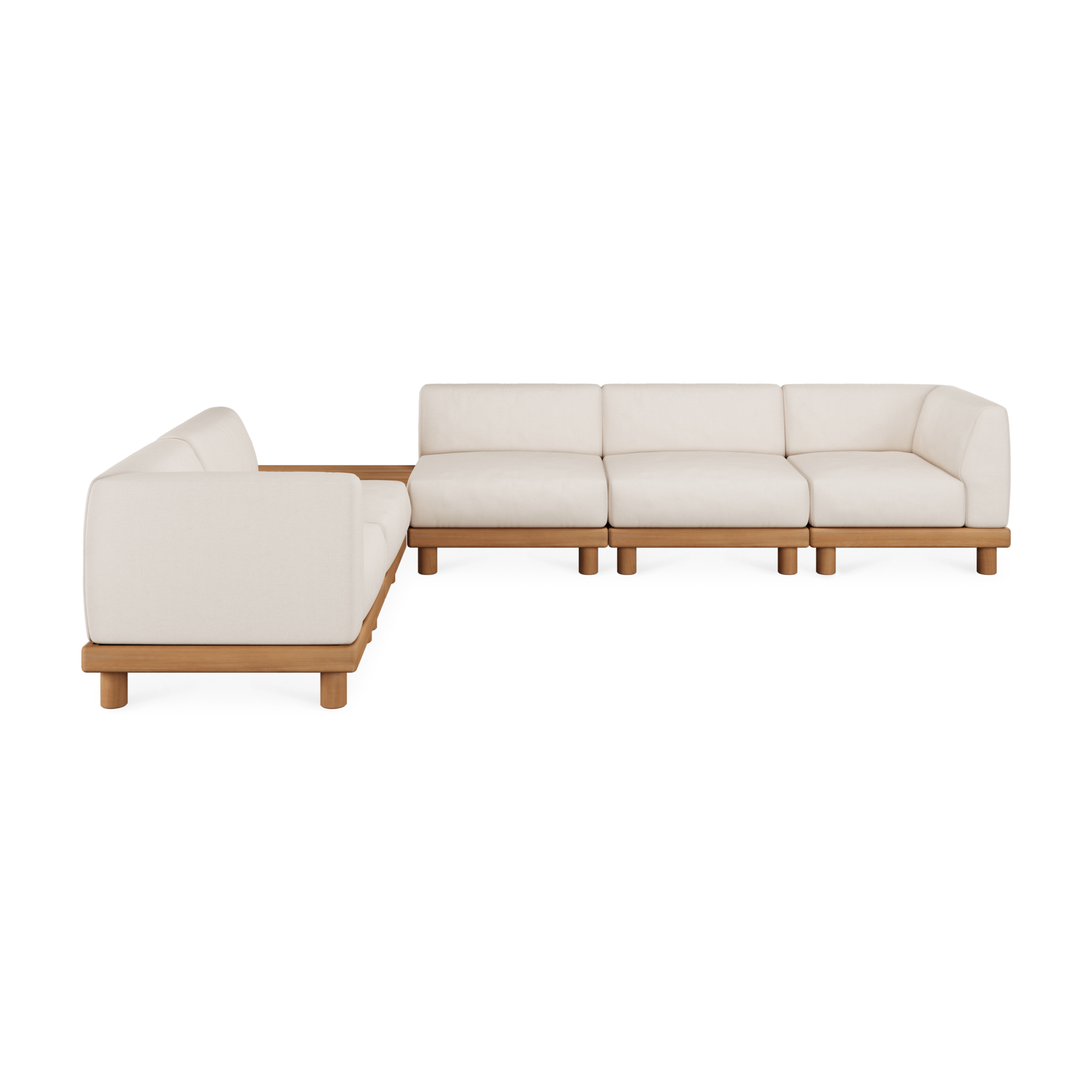 Modulaire bank Monocle outdoor wit set L of R + tafel