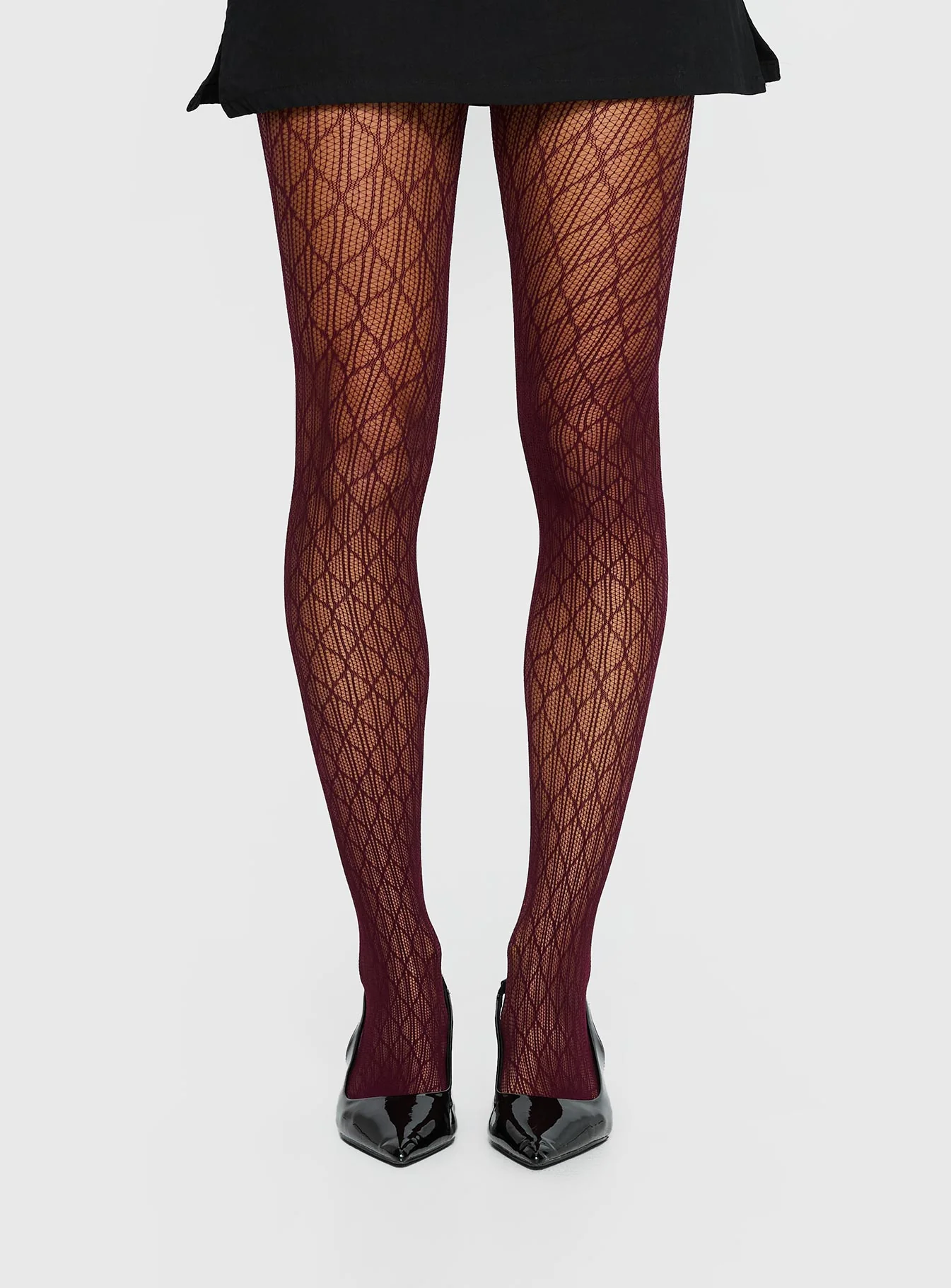Amelyn Textured Sheer Tights Red