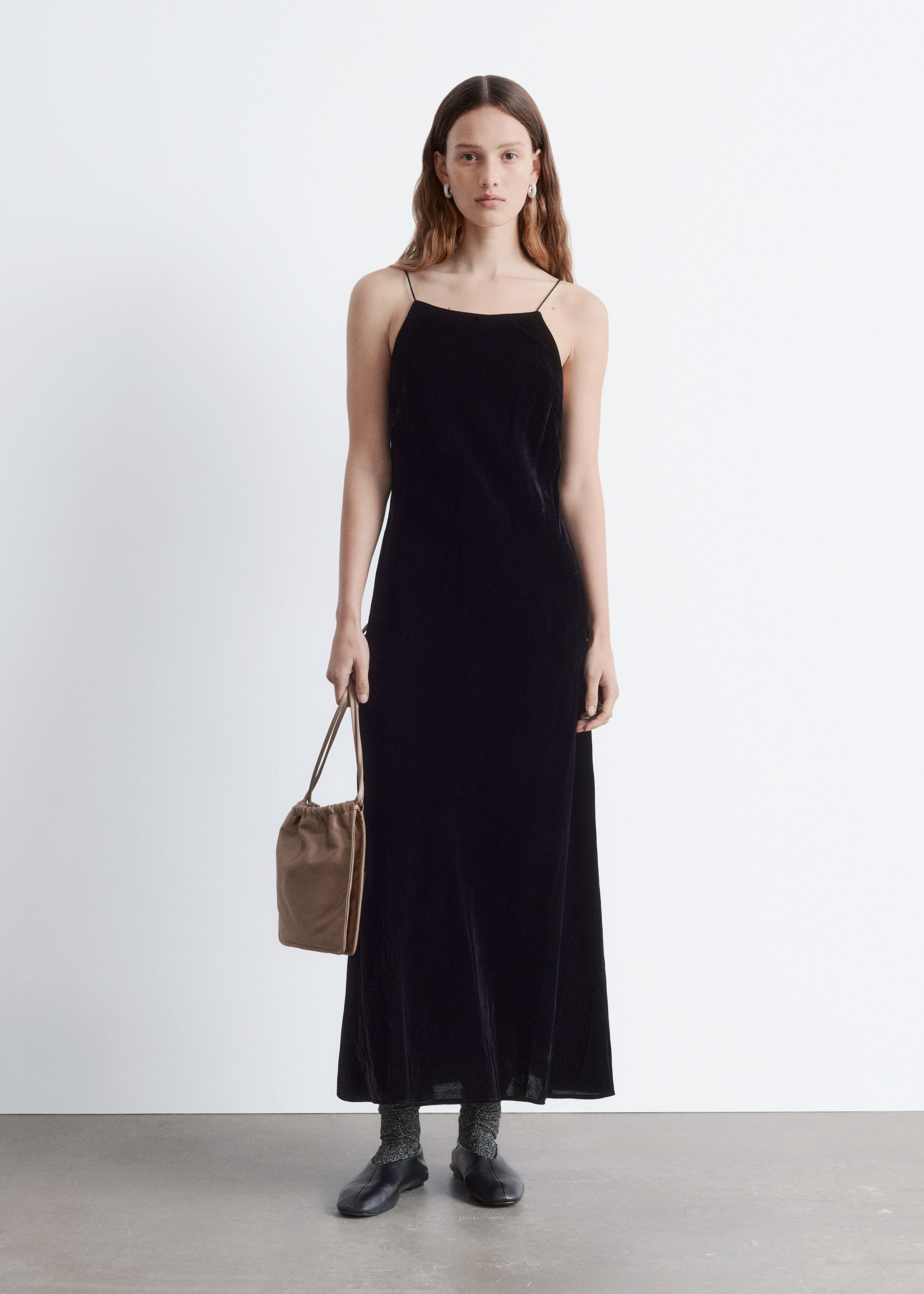 & Other Stories STRAPPY VELVET MIDI DRESS