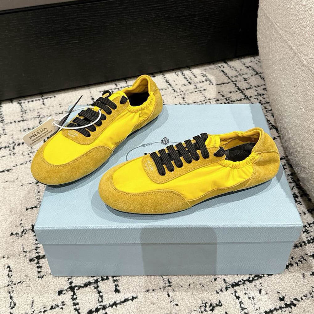 PRADA Collapse Re-Nylon and suede elasticized sneakers - Top Club