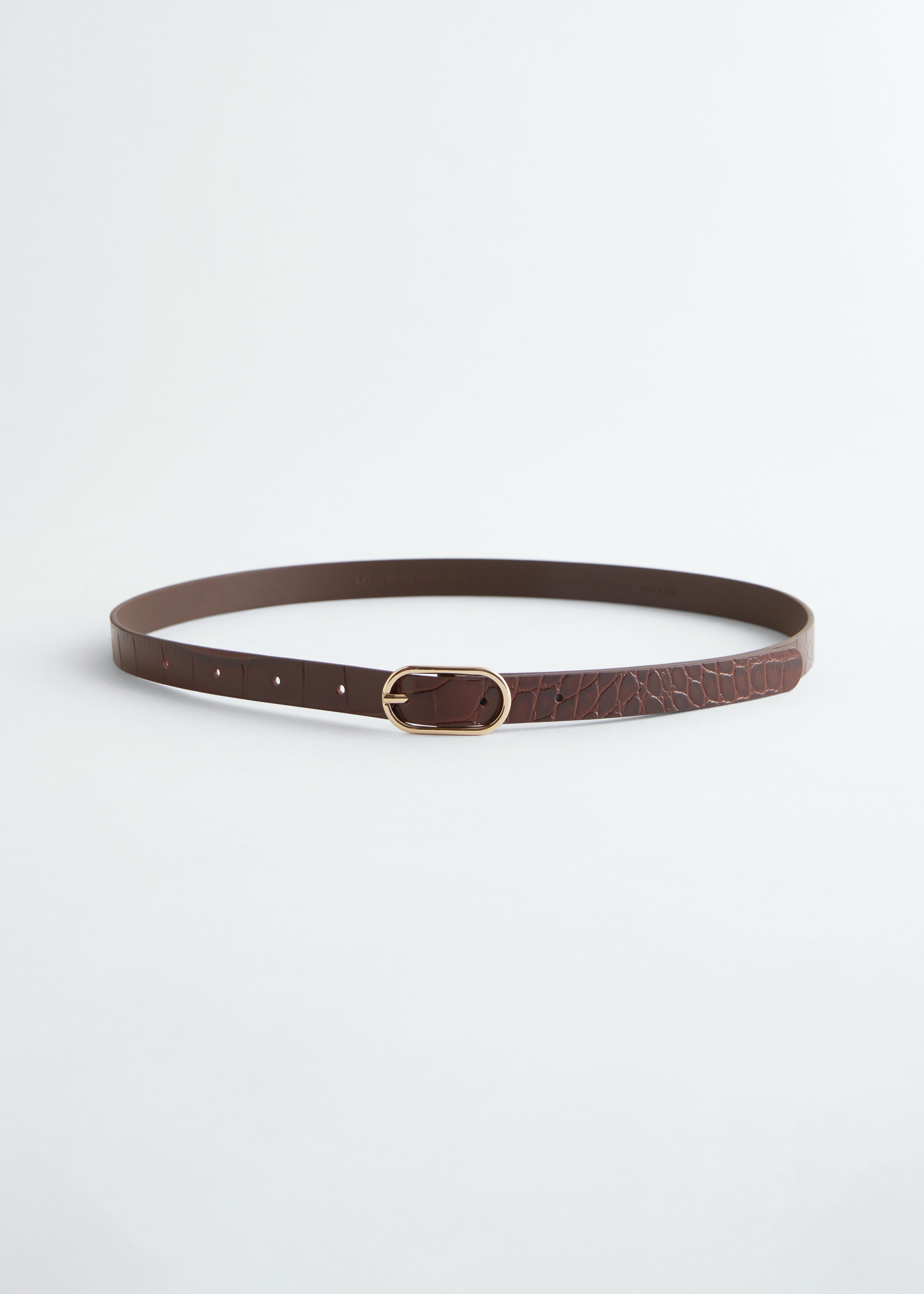 & Other Stories CROCO EFFECT SLIM LEATHER BELT