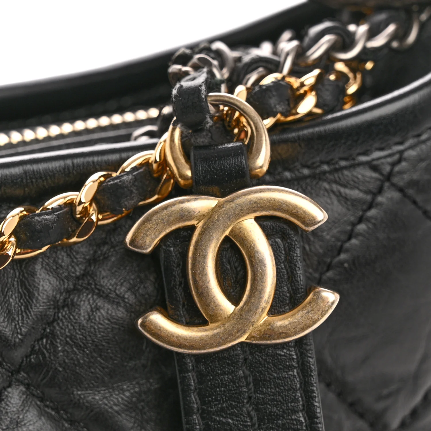 Aged Calfskin Quilted Small Gabrielle Hobo Black - Top Club