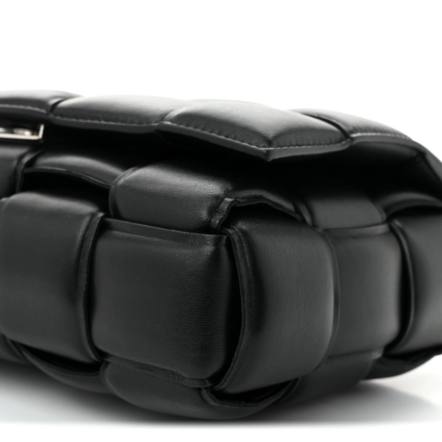 Lambskin Maxi Intreccio Padded Chain Cassette Crossbody Bag Black - Top Club
