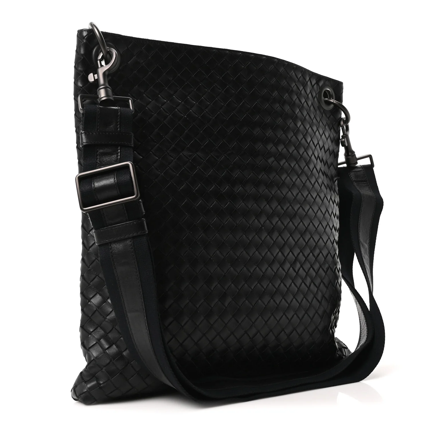 Nappa Intrecciato VN Crossbody Messenger Bag Black - Top Club