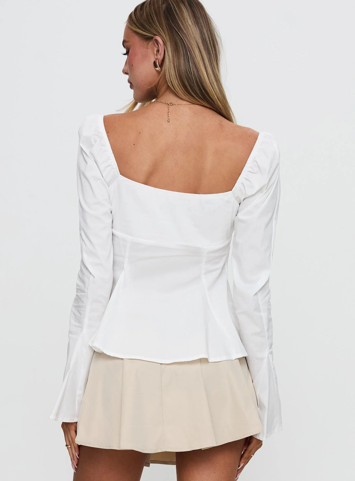 Lilibette Tie Up Long Sleeve Top White