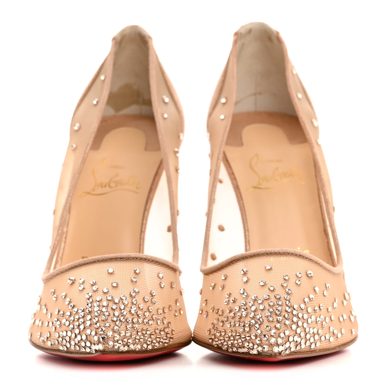 Suede Lame Crystal Strass Follies 100 Pumps  38.5 Light Silk - Top Club