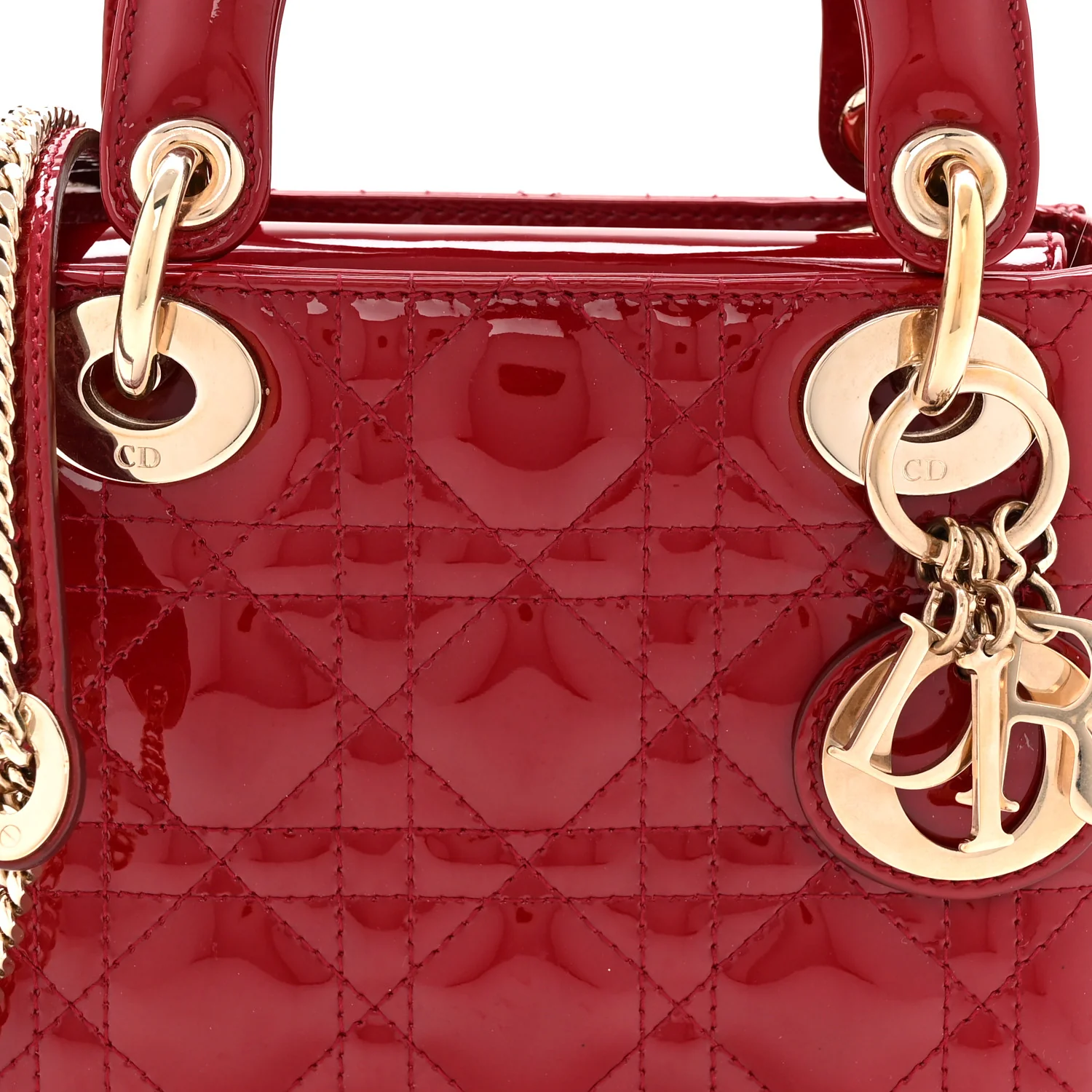 Patent Cannage Mini Lady Dior Red - Top Club